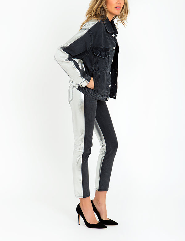 Two-Tone Contrast Bonded Metallic Vintage Straight