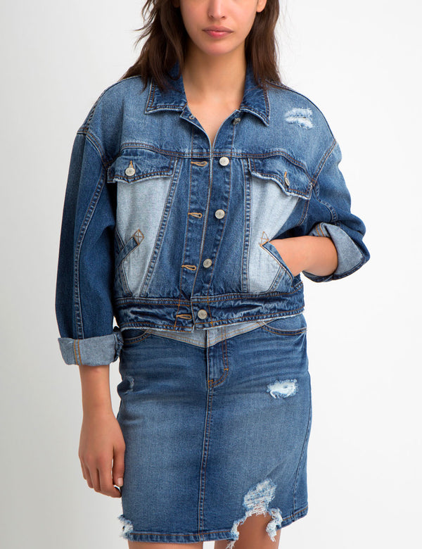 Suzanne Cotton Two-Tone Denim Jacket