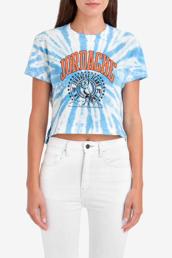 BLUE LAGOON TIE-DYE CROPPED T-SHIRT