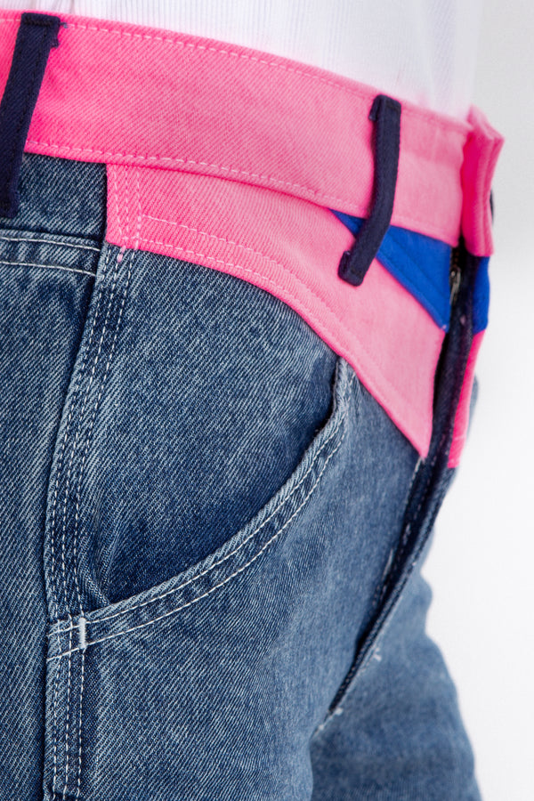 LIGHT ACID WASH DENIM SKI PANT