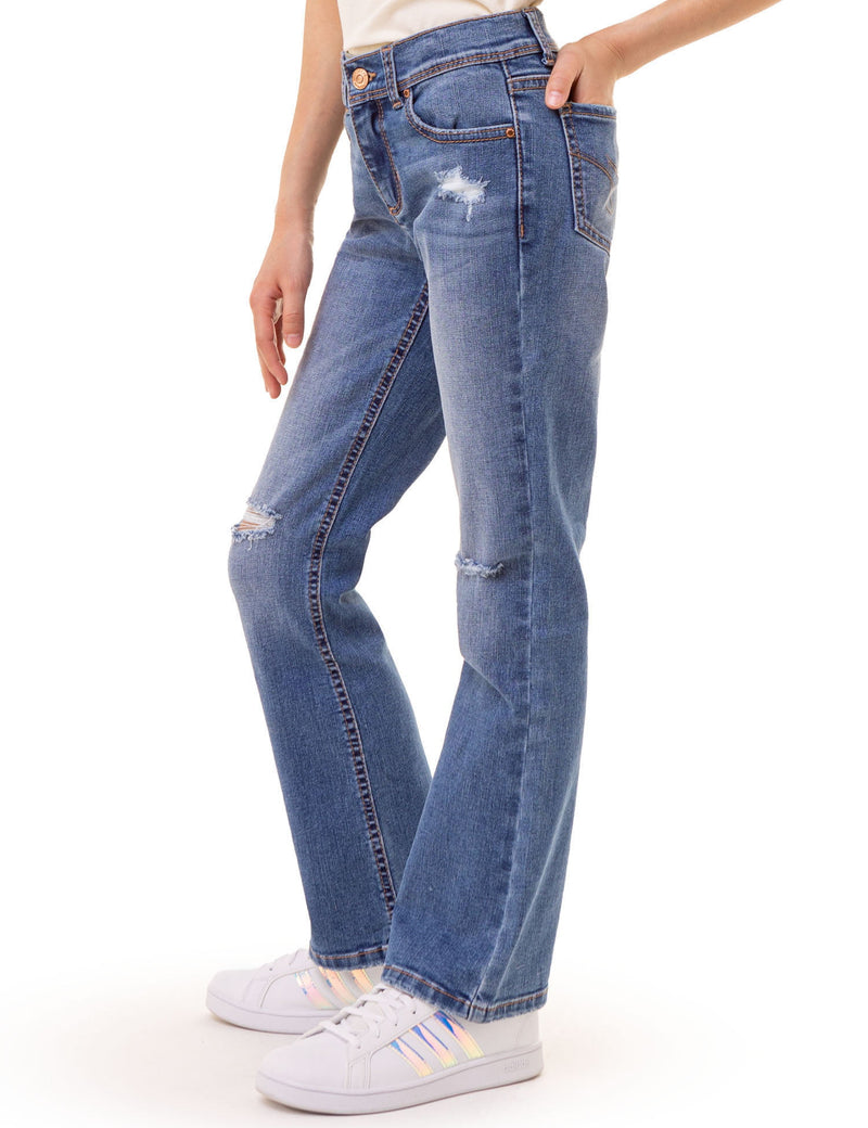 Girls Destructed Bootcut Jeans