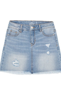 Girls Frayed Hem Denim Skirt