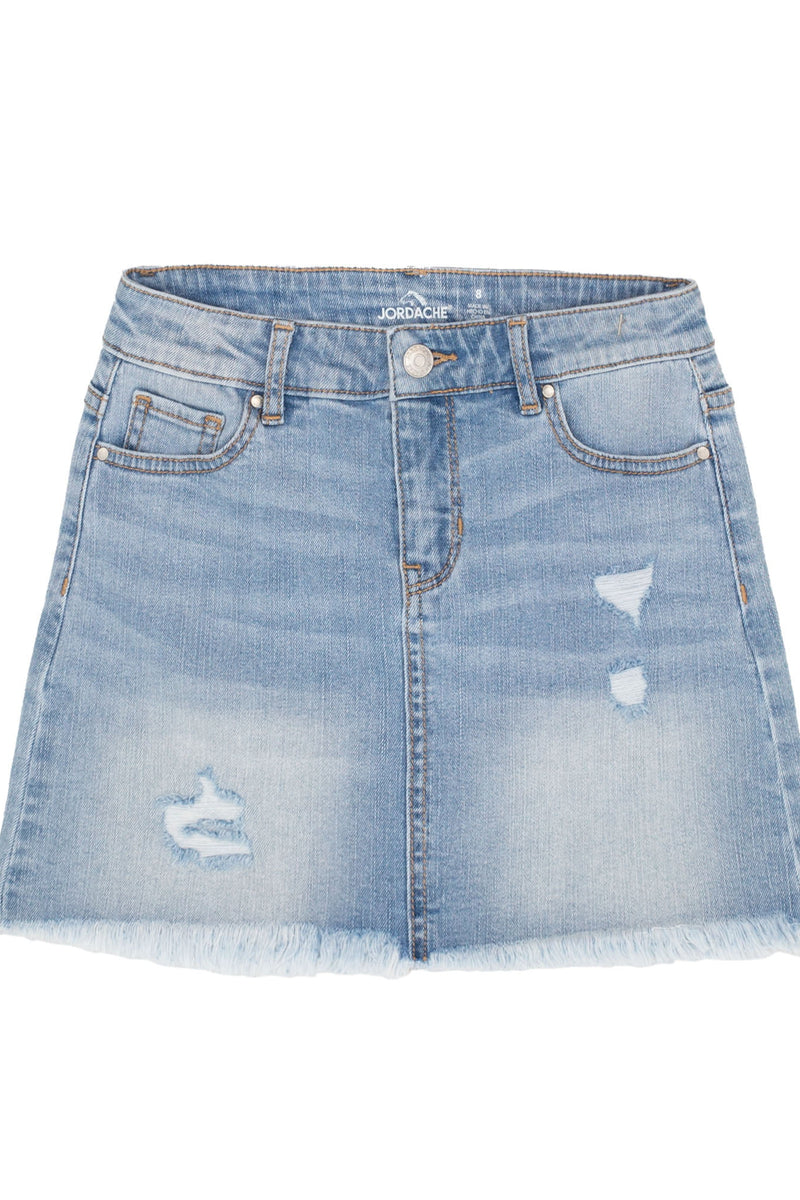 Girls Frayed Hem Denim Skirt