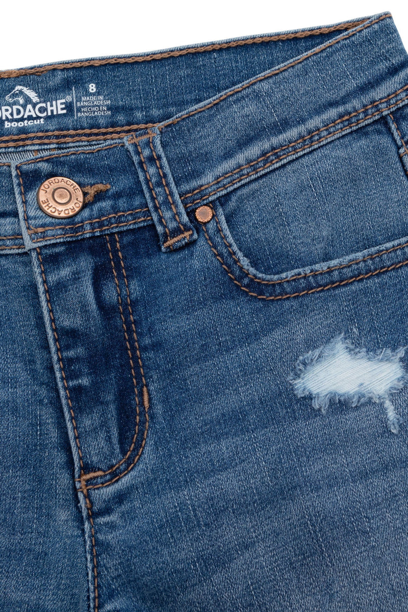 Girls Destructed Bootcut Jeans