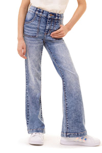 Girls Patch Pocket Flare Jeans