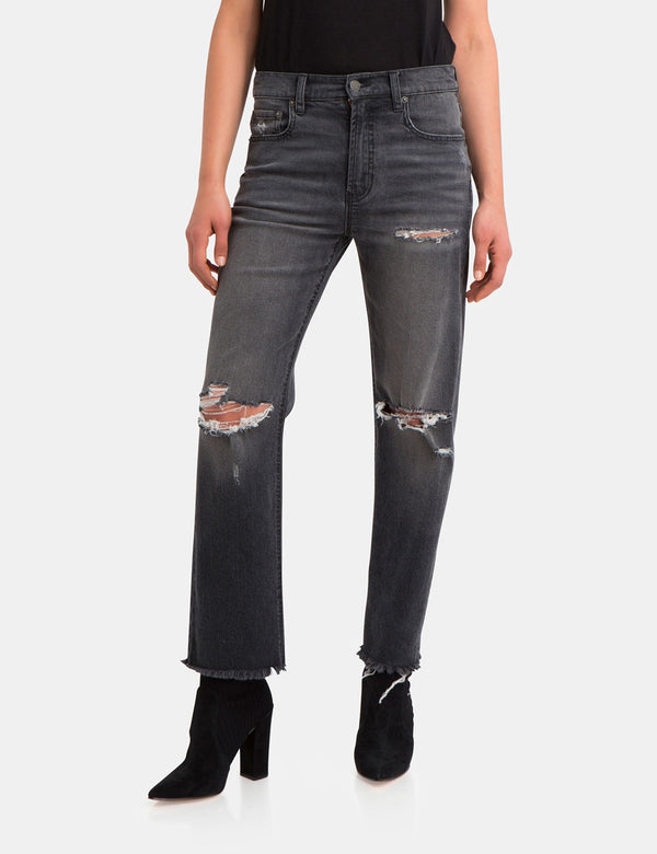 Heather Ripped Straight Leg Jean