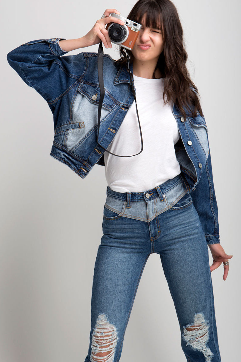 Suzanne Cotton Two-Tone Denim Jacket