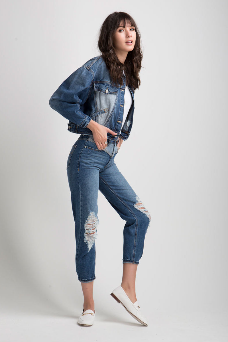 Suzanne Cotton Two-Tone Denim Jacket