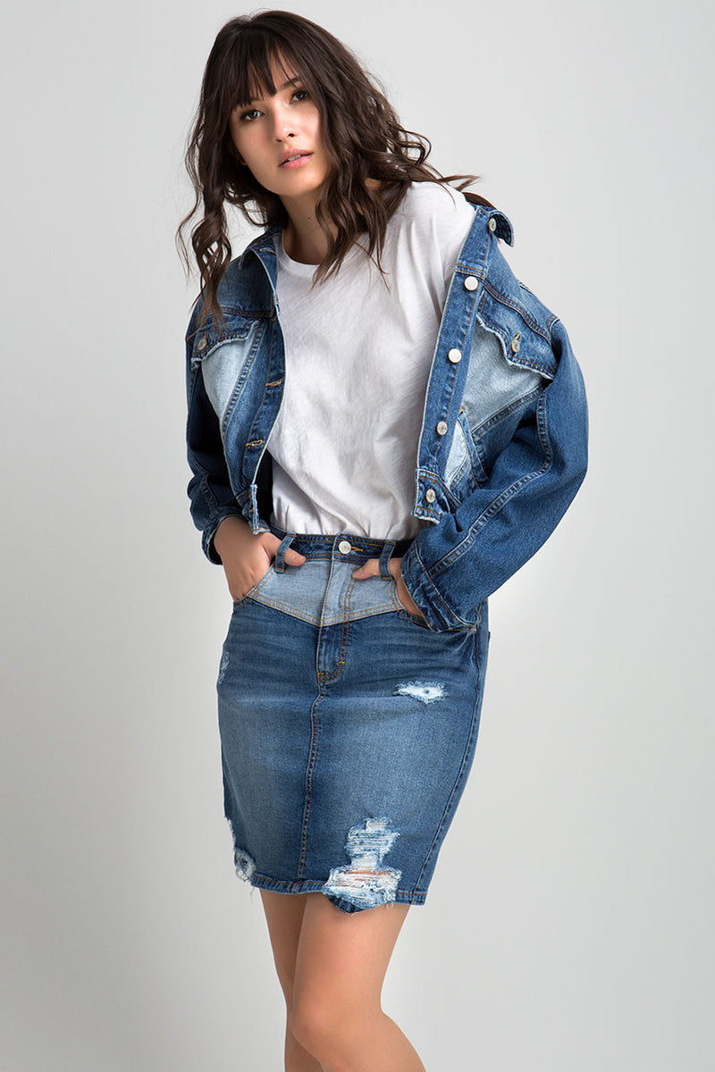 Suzanne Cotton Two-Tone Denim Jacket