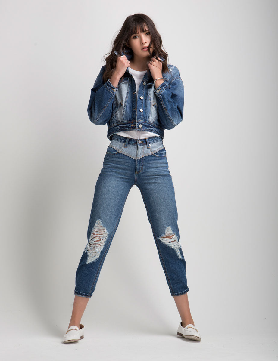 Suzanne Cotton Two-Tone Denim Jacket – Jordache