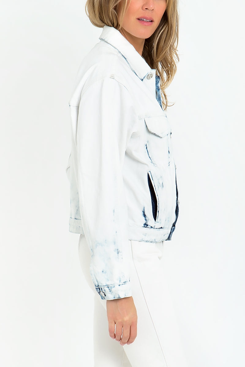 Indigo Zip Tie Cropped Jacket