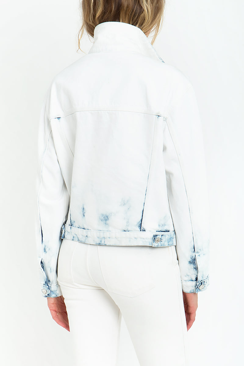 Indigo Zip Tie Cropped Jacket