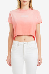 ORANGE SUNFADE LOGO CROPPED T-SHIRT