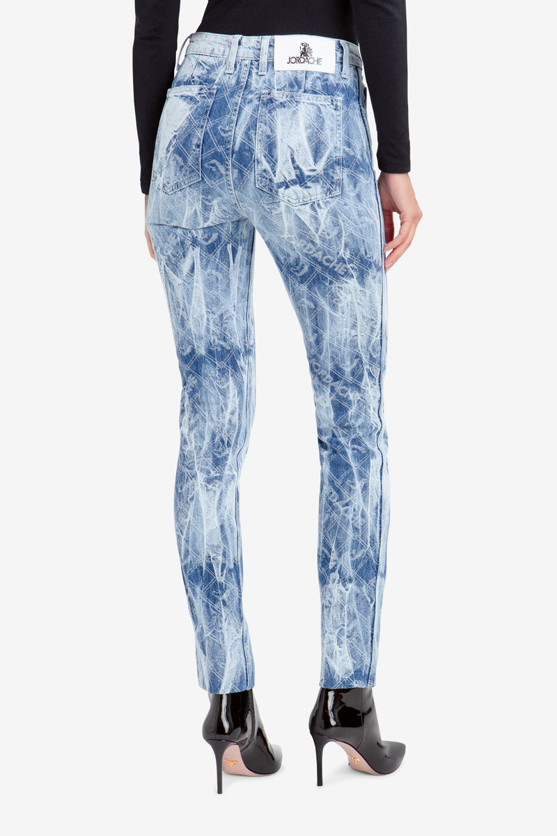 TIE-DYE LOGO JACQUARD HIGH RISE SLIM