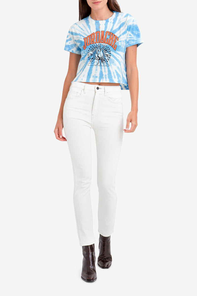 BLUE LAGOON TIE-DYE CROPPED T-SHIRT