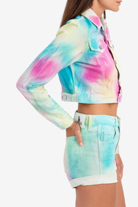 DIAGONAL RAINBOW CROPPED JACKET