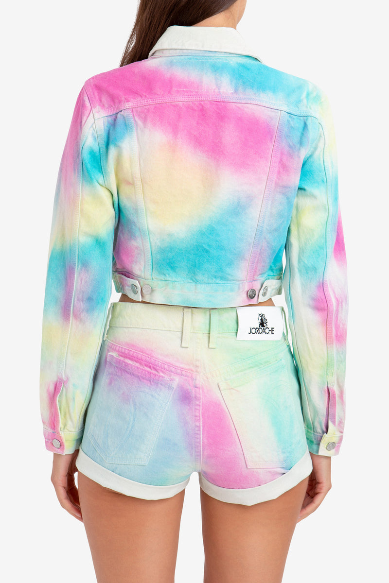 DIAGONAL RAINBOW CROPPED JACKET