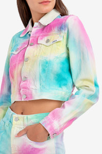 DIAGONAL RAINBOW CROPPED JACKET