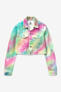 DIAGONAL RAINBOW CROPPED JACKET