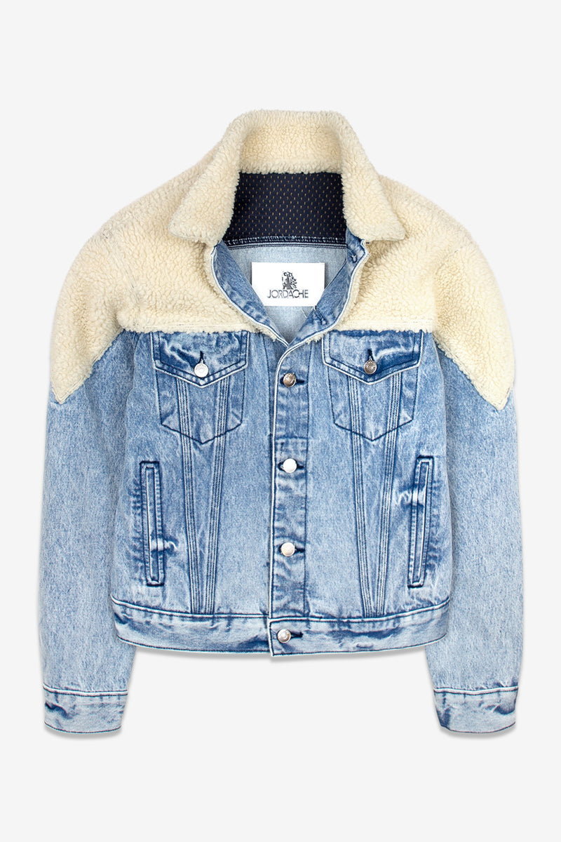 Buy Women Blue Washed Denim Crop Jacket Online at Sassafras