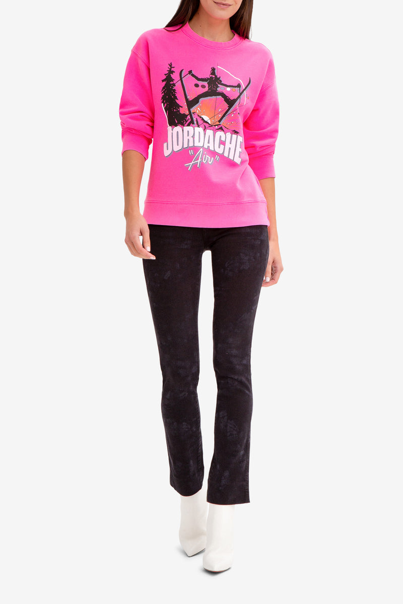 PINK JORDACHE SKI GRAPHIC OVERSIZED SWEATSHIRT