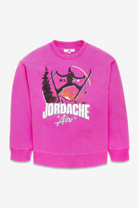 PINK JORDACHE SKI GRAPHIC OVERSIZED SWEATSHIRT