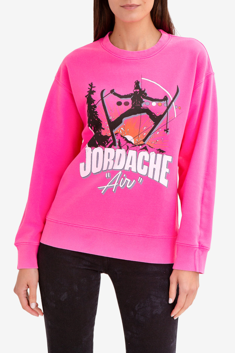 PINK JORDACHE SKI GRAPHIC OVERSIZED SWEATSHIRT