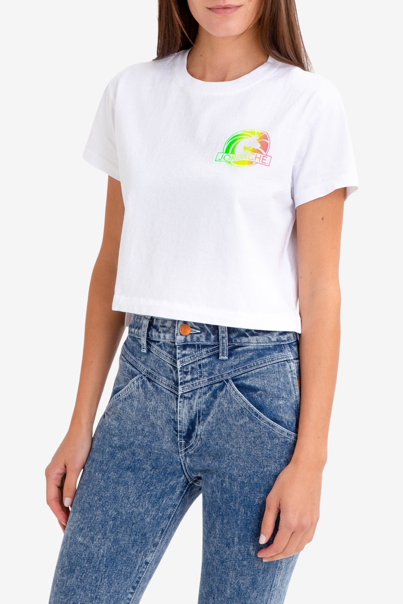 MULTI COLOR LOGO CROPPED T-SHIRT