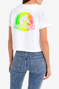 MULTI COLOR LOGO CROPPED T-SHIRT