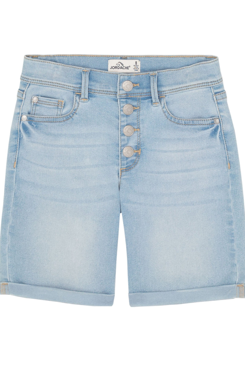 Girls Exposed Button Bermuda Shorts