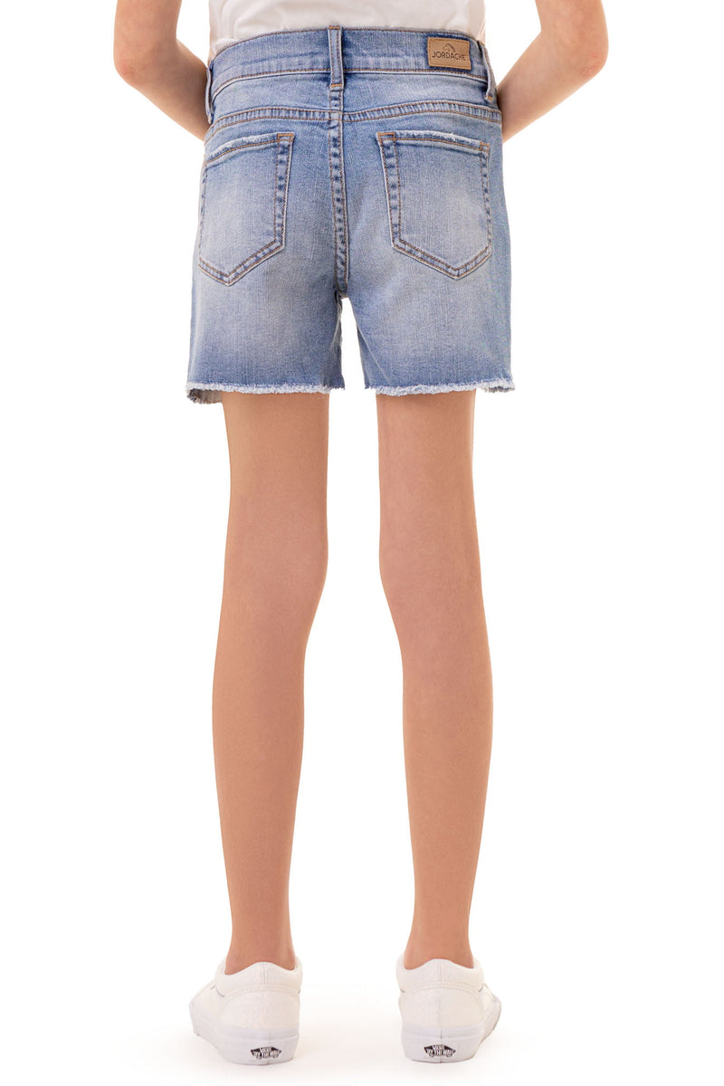 Girls Exposed Button Midi Shorts