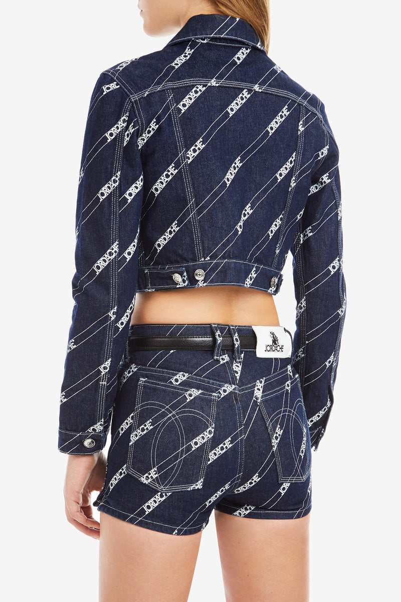 RINSE DIAGONAL LOGO PRINT SHRUNKEN JACKET