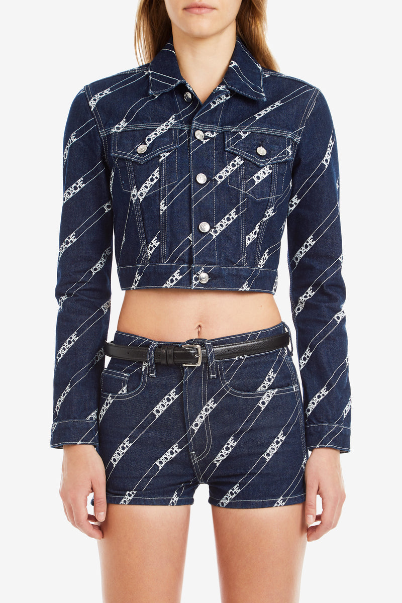 RINSE DIAGONAL LOGO PRINT SHRUNKEN JACKET