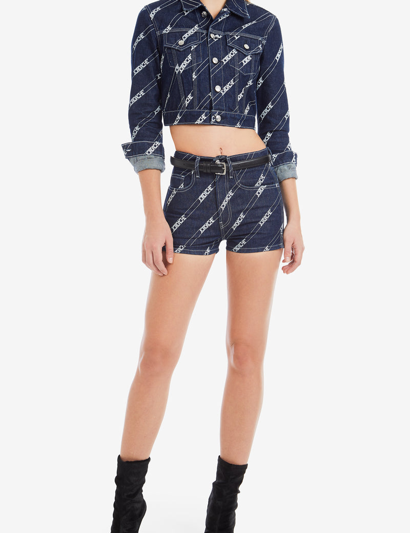 RINSE DIAGONAL LOGO PRINT SHRUNKEN JACKET