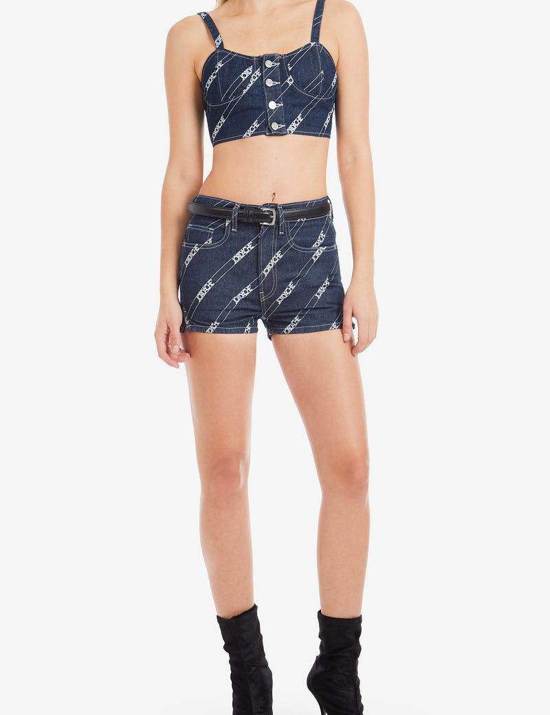 RINSE DIAGONAL LOGO PRINT HIGH-RISE SHORT