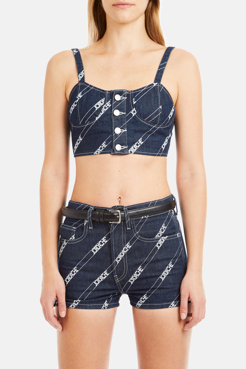 RINSE DIAGONAL LOGO PRINT BUSTIER – Jordache