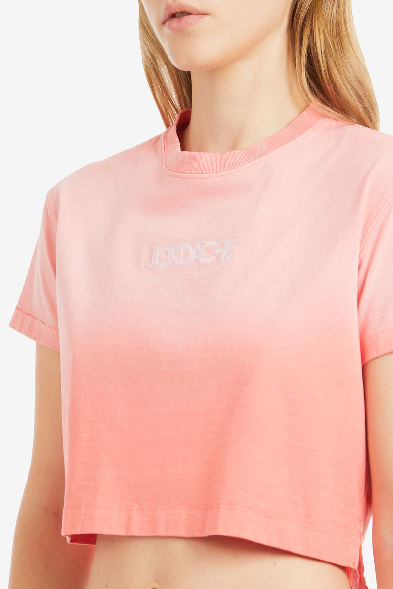 ORANGE SUNFADE LOGO CROPPED T-SHIRT