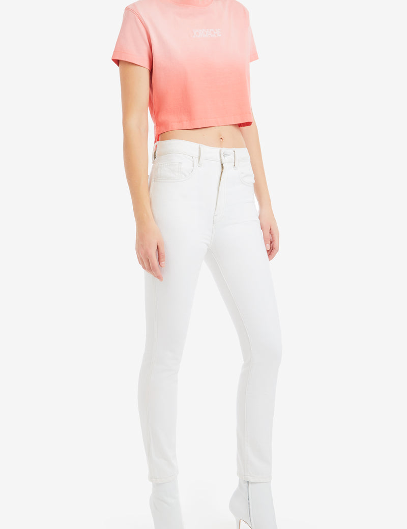 ORANGE SUNFADE LOGO CROPPED T-SHIRT