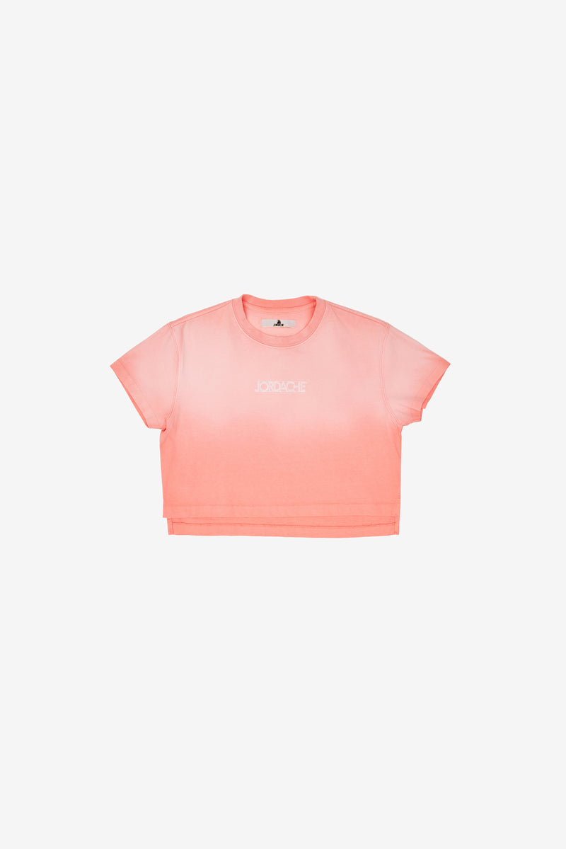 ORANGE SUNFADE LOGO CROPPED T-SHIRT