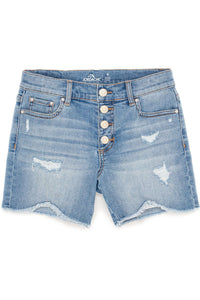 Girls Exposed Button Midi Shorts