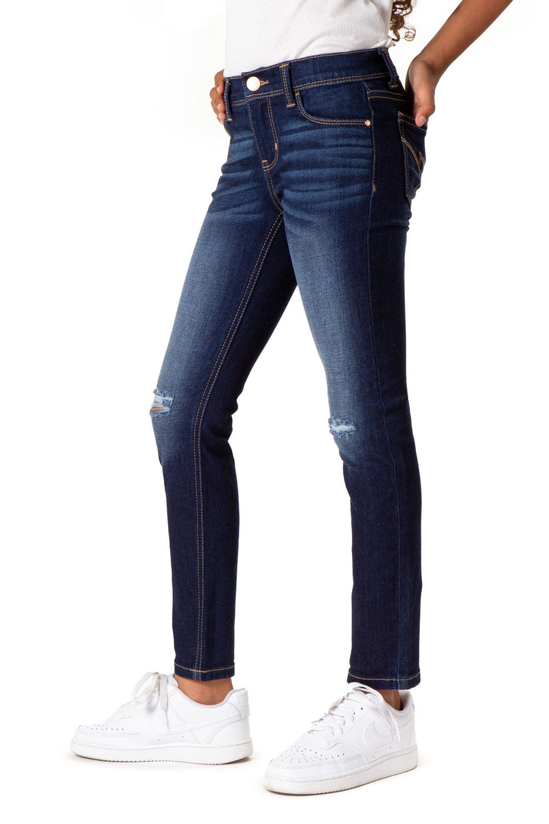 Girls Mid Rise Destructed Skinny Jean